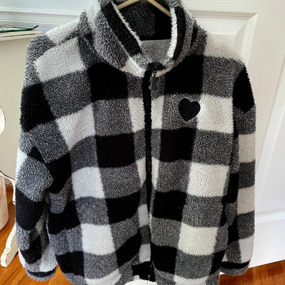 Fluffy Fleece Jacket, Full Front Zipper and Pockets